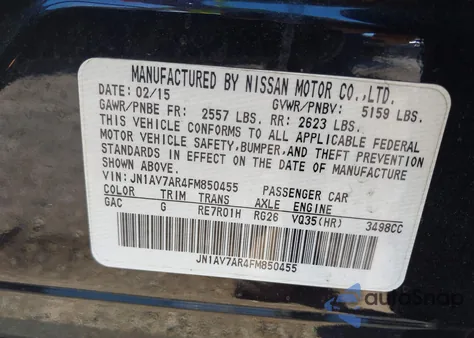 2015 Infiniti Q50 Hybrid Premium/Sport z USA, uszkodzony, nr VIN JN1AV7AR4FM850455